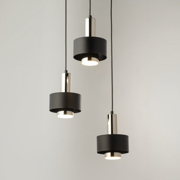 Nowoczesna lampa wisząca plafon potrójna Rif Lux Sigma 40717 czarny/ srebrny do salonu jadalniana