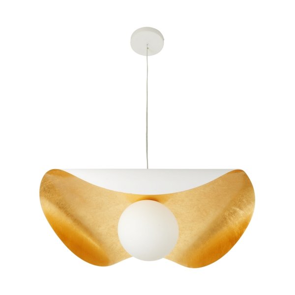Lampa wisząca ozdobna aluminiowa biała industrialna designerska elegancka mleczny szklany klosz ENZO ST-F22020601-D80 white Step Into Design