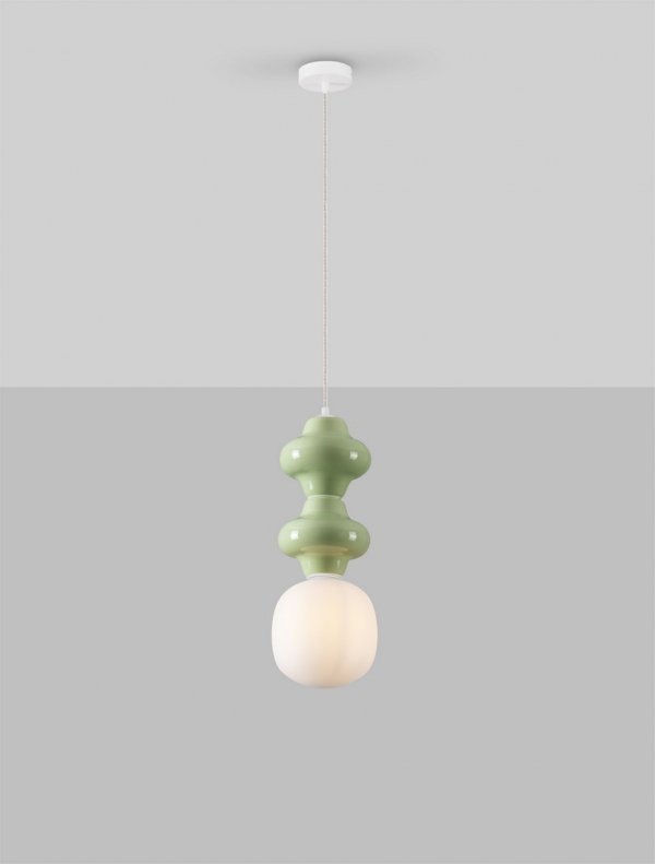 Designerska Lampa Wisząca z Ceramiki w Kolorze Zielonym Luces Exclusivas VILROSA LE44562