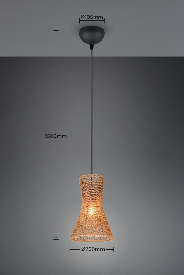 Lampa wisząca pleciona z przędzy brązowa stożkowy kształt boho rystykalna industrialna minimalistyczna nad stół do salonu sypialni BIJOU R31831026 Rl