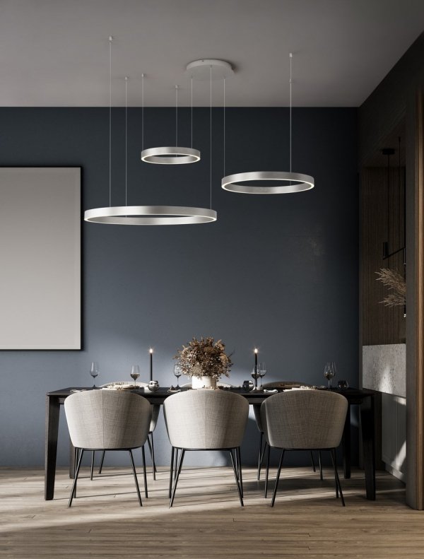 Nowoczesna Lampa Wisząca Srebrne Pierścienie BARI LE44316 LUCES EXCLUSIVAS