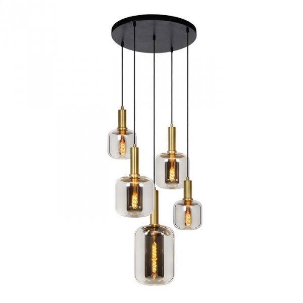 Nowoczesna Lampa Wisząca Czarna Szklane Klosze JOANET 45494/15/65 LUCIDE