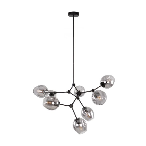Czarna nowoczesna lampa wisząca szklane klosze Ferral Italux PND-75075-8-BK-SG do salonu jadalniana