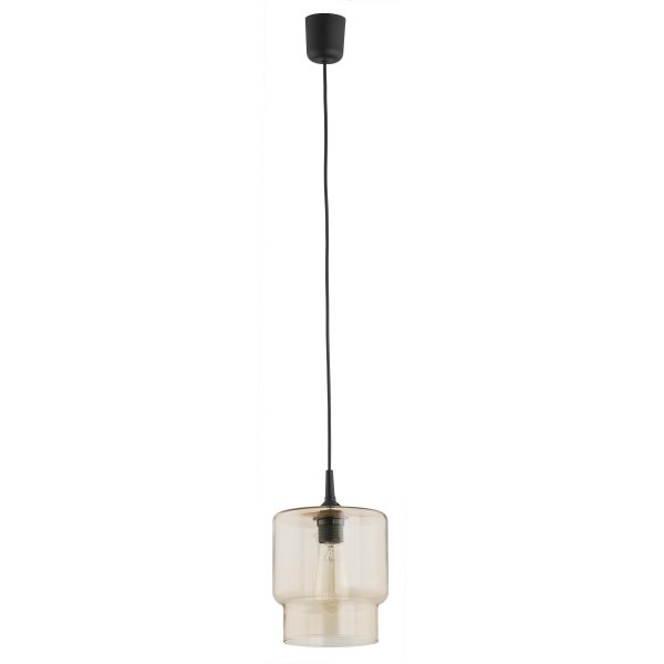 Modernistyczna szklana lampa wisząca industrialna kolor słomkowy retro czarny przewód regulacja wysokości NEWA 3273 Argon
