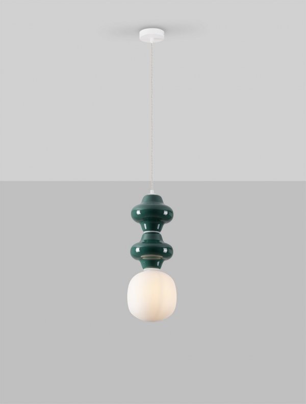 Designerska Lampa Wisząca z Ceramiki w Kolorze Zielonym Luces Exclusivas VILROSA LE44559
