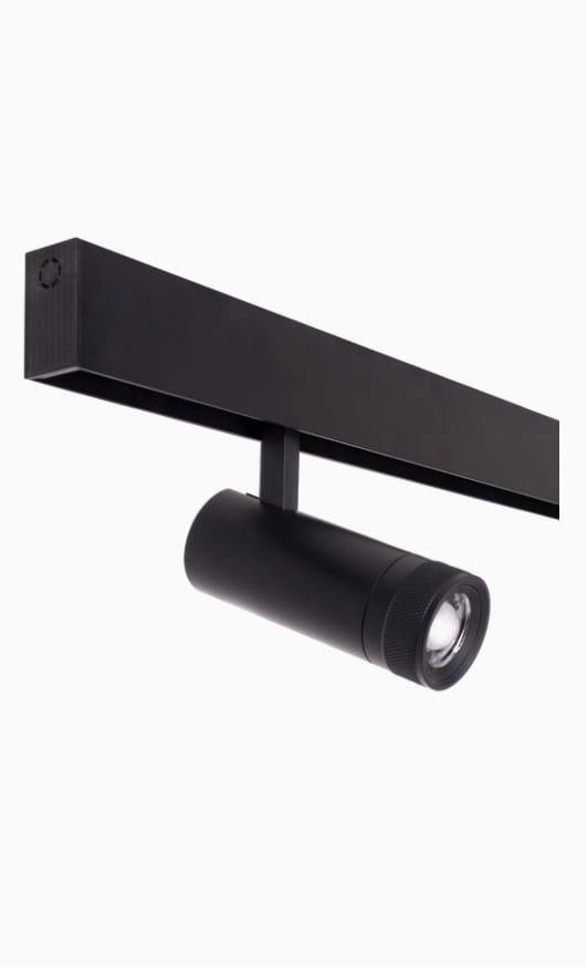 Reflektor do szynoprzewodu magnetycznego LED czarna tuba minimalistyczna nowoczesna regulowana On-Off M0013N MAXLIGHT