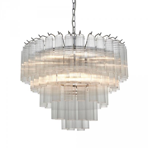 Szklana lampa wisząca rurki niklowana okrągła designerska nowoczesna Toulouse 104090 ENDON