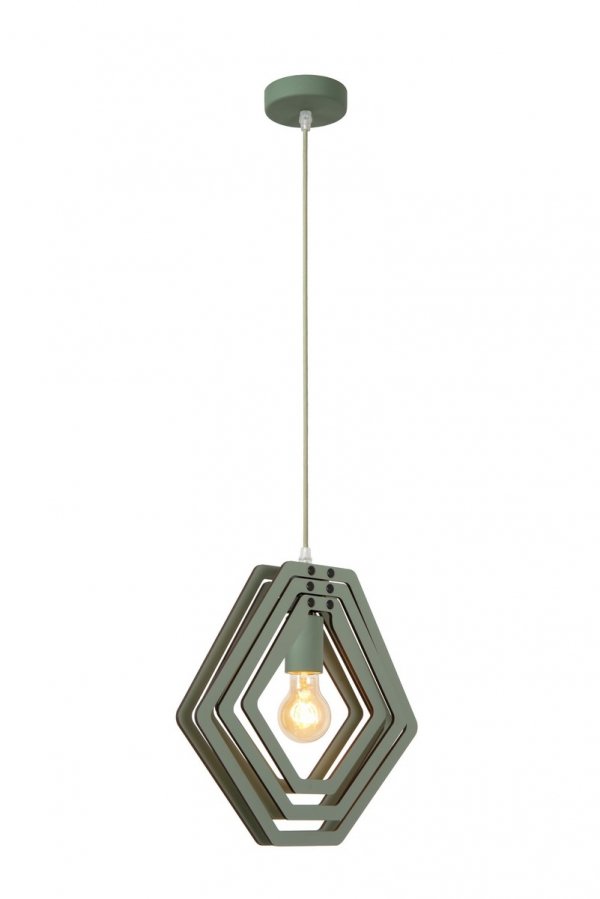 Drewniana lampa wisząca zielona nowoczesna boho designerska możliwość ściemniania MAURO 77489/33/33 LUCIDE