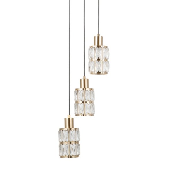 Złota kryształowa lampa wisząca do salonu nad stół glamour Alma Italux PND-40668-3-HBR