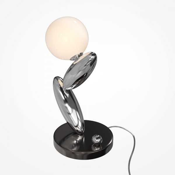Dekoracyjna lampka stołowa LED platyna okrągła designerska na komodę Resonance MOD482TL-L6PT3K Maytoni
