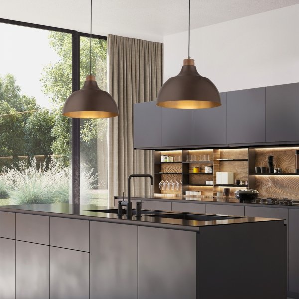 Minimalistyczna lampa wisząca w stylu rustykalnym brązowa z elementem drewnianym CAP BROWN 6926 TK-Lighting 