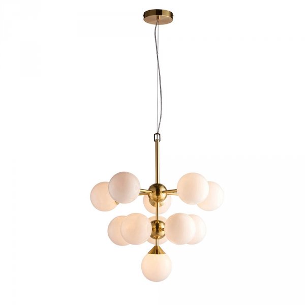 Szklana lampa wisząca okrągła mosiężna molekularna artdeco designerska nowoczesna salonowa Oscar 76500 ENDON