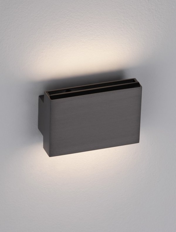 Minimalistyczny srebrny kinkiet LED aluminiowy prostokąt klasyczny podświetlający ścianę LORANCA LE45565 Luces Exclusivas
