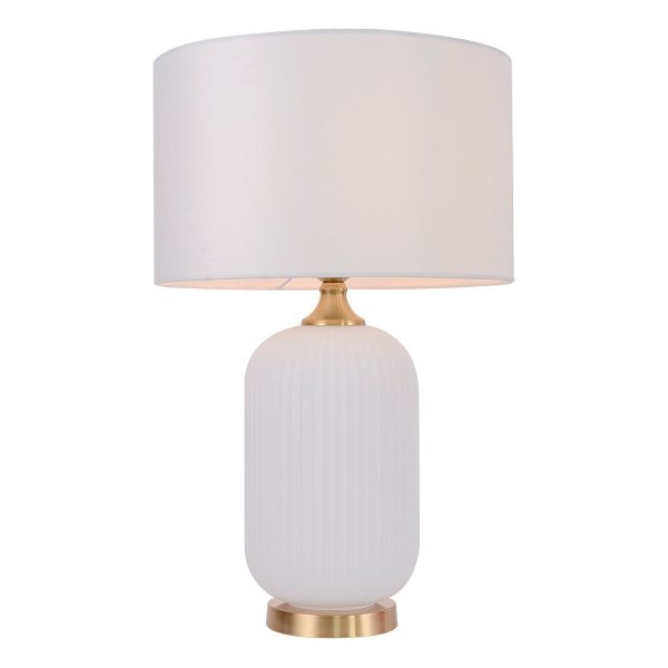 Abażurowa lampa stołowa ceramiczna biała ze złotymi elementami TAMIZA LP-1515/1T big white Light Prestige