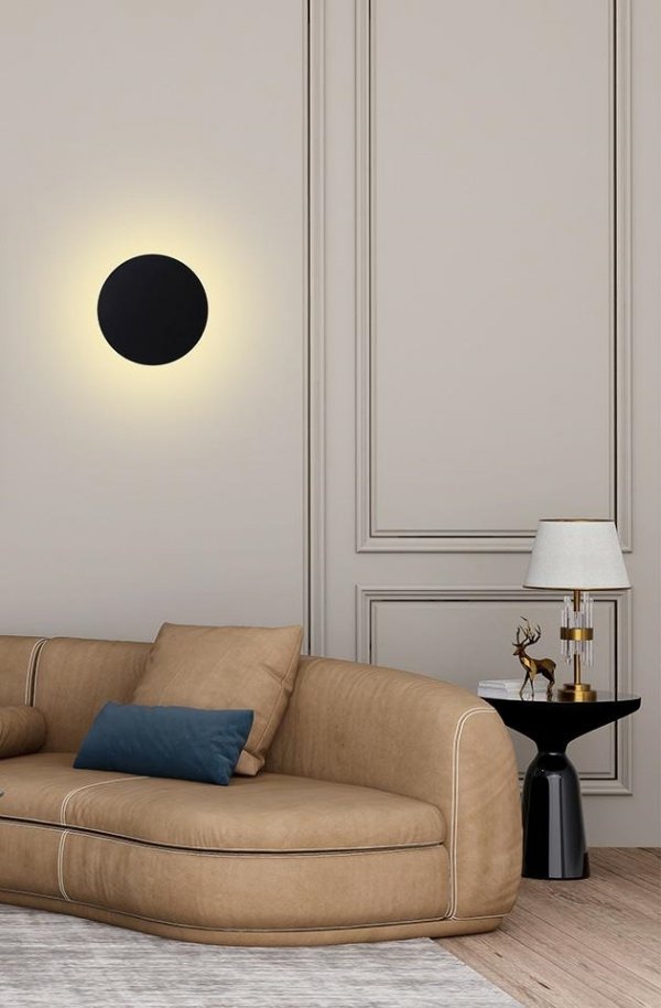 Nowoczesny Minimalistyczny Kinkiet Ścienny Czarny SHADOW MSE010100393 KING HOME