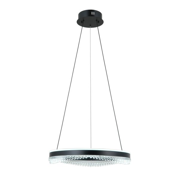 Lampa wisząca okrąg z kryształkami 50cm LED czarna dekoracyjna w nowoczesnym stylu zmiana barwy światła Morte PND-34535-M-BK Italux