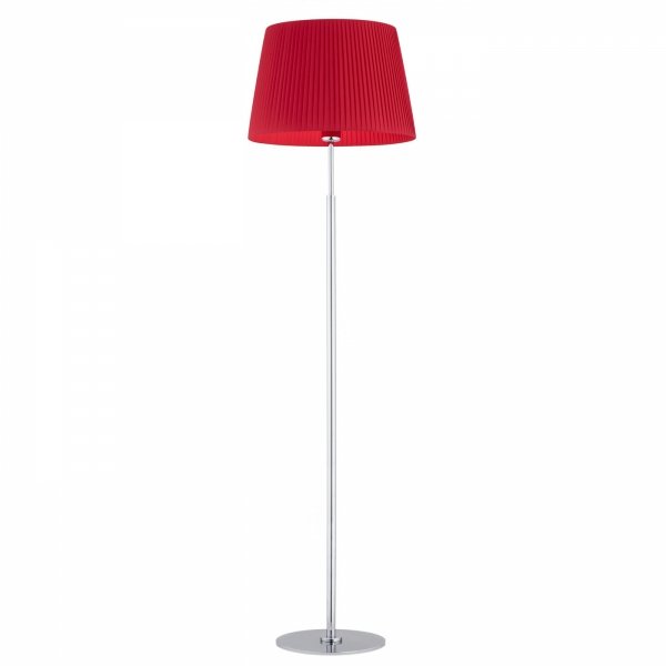 Szykowna minimalistyczna chromowana lampa stojąca podłogowa z czerwonym tkaninowym plisowanym abażurem 175cm ASTI 3848 Argon