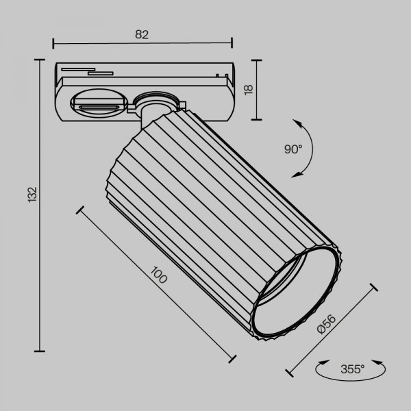  Ścieżka świetlna lampa szynowa nowoczesna regulowana tuba aluminium czarny Calipso MAYTONI TR218-1-GU10-BK
