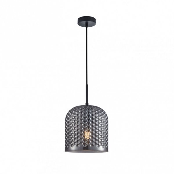 Czarna Lampa Wisząca Dekoracyjny Dymiony Szklany Klosz RENTI PND-25205-1L-BK-SG ITALUX