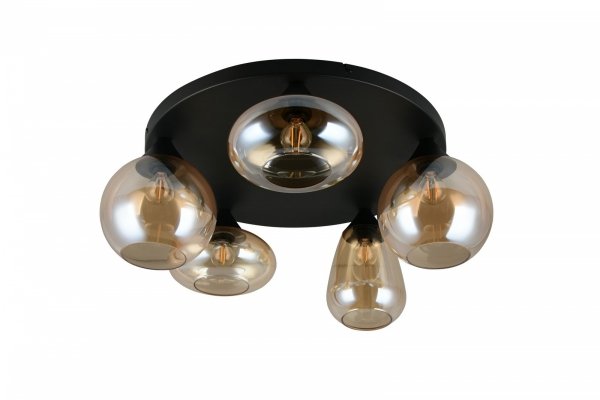 Nowoczesny plafon lampa sufitowa czarna szklane klosze uniwersalna minimalistyczna LUMINA 617030513 Trio