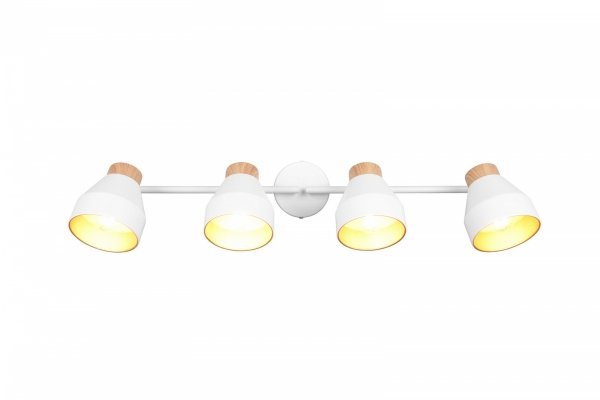 Nowoczesny plafon lampa sufitowa 4-płomienna biała regulowana klasyczna uniwersalna metalowa drewniany dekor VALENTIN R81924031 Rl