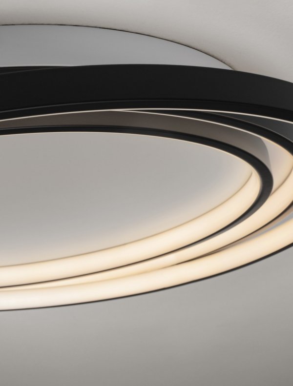 Nowoczesny plafon lampa sufitowa LED czarny okręgi ringi uniwersalny minimalistyczny ściemnialny TELVIRA LE45502 Luces Exclusivas 