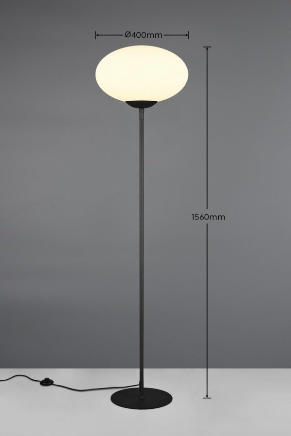Czarna Dekoracyjna Lampa Podłogowa Ze Szklanym Kloszem FOMENTO 463100132 TRIO
