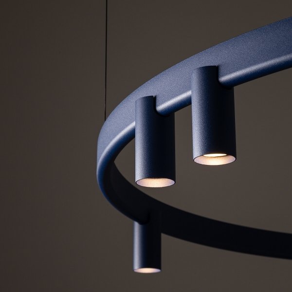 Geometryczna Lampa wisząca FOURTY ROUND LED XI Nowodvorski 12286 Nowoczesny żyrandol minimalistyczny Granatowa