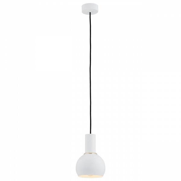 Nowoczesna prosta lampa wisząca biel biały kielich ze złotymi akcentami stal designerska minimalistyczna SINES 4215 Argon