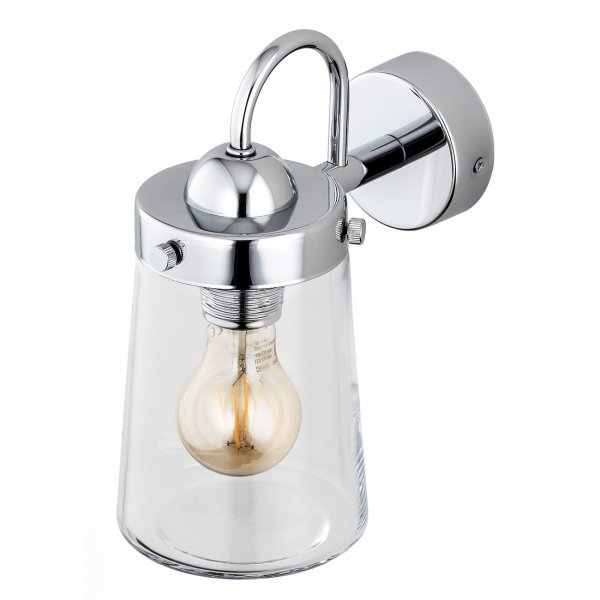 Eklektyczny kinkiet elegancka lampa ścienna retro chrom przezroczysty klosz szkło PASADENA 4719 Argon