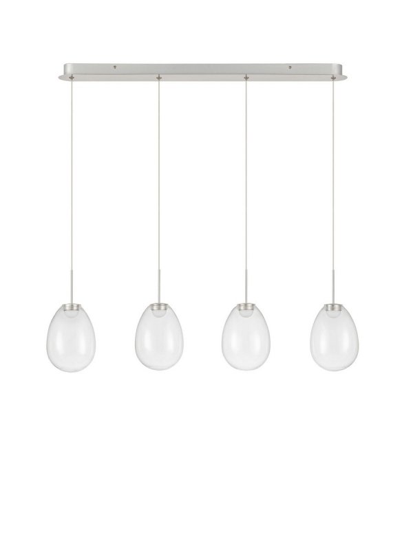 Lampa wisząca wielopunktowa LED srebrna owalna szklana minimalistyczna uniwersalna Luces Exclusivas