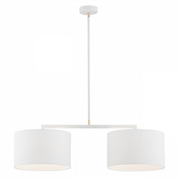 Lampa wisząca żyrandol prosta elegancka dwa okrągłe abażury klasyczna biała stal lakierowana KARIN 900 Argon