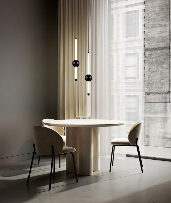 Lampa wisząca LED tuba z kulą czarna designerska uniwersalna dekoracyjna ściemnialna MELITA 331510132 Trio