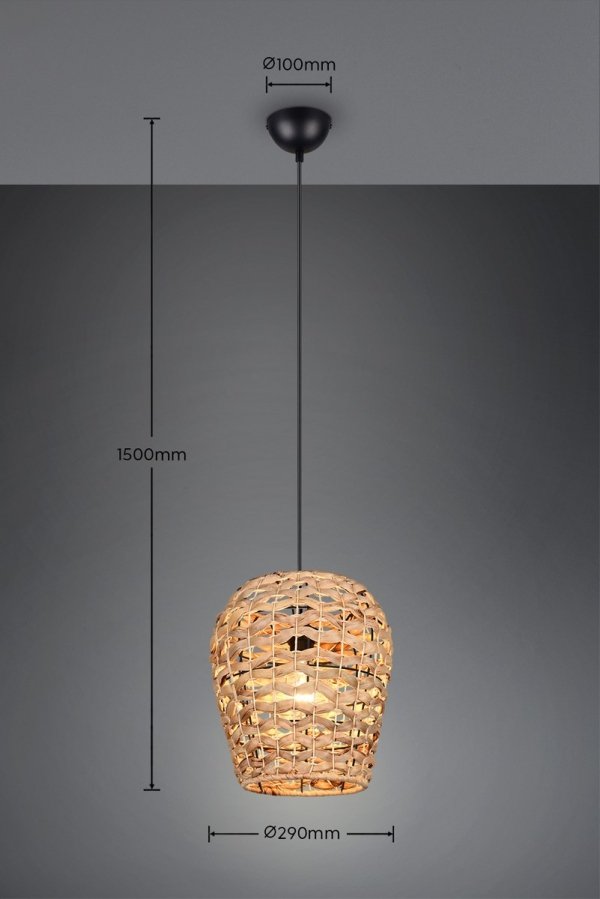 Lampa wisząca pleciona hiacynt wodny kolor naturalny owalna boho rystykalna industrialna minimalistyczna JEAN R36221036 Rl