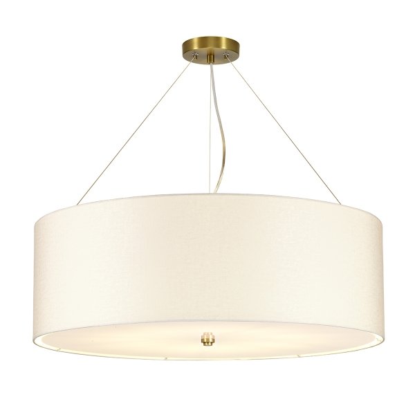 Lampa wisząca 76 cm Pearce 7 źródeł światła postarzany mosiądz jedwabny abażur minimalistyczna DL-PEARCE30-7LT-IV-AB ELSTEAD LIGHTING