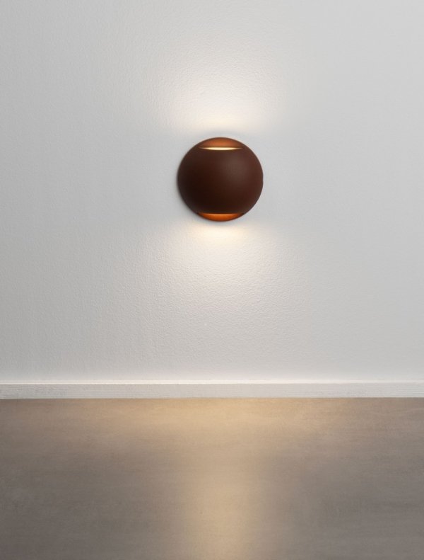 Kinkiet zewnętrzny LED kolor rdzawy okrągły wypukły minimalistyczny nowoczesny IP65 DONVELA LE75307 Luces Exclusivas