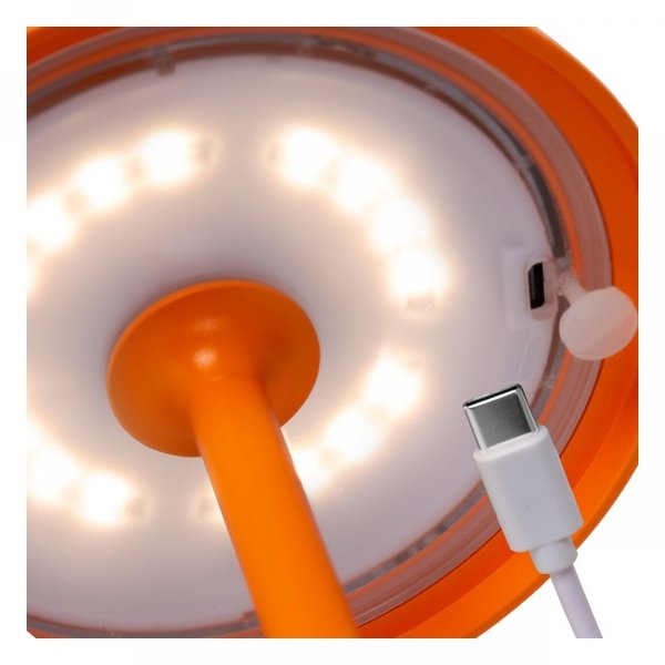 Zewnętrzna Lampa Stołowa Ładowana Przez USB LUCIDE JOY 15500/02/53 Pomarańczowa Bezprzewodowa Lampa Zewnętrzna Na Stół