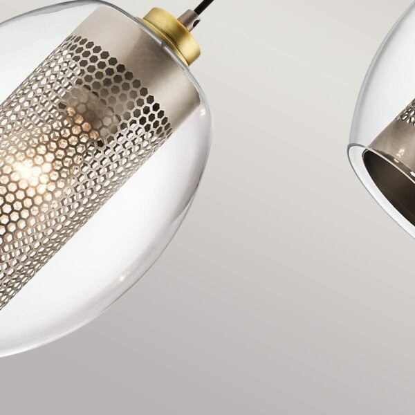 Mała lampa wisząca Asher II - 1 źródło światła industrialna szkło i stal antyczny pewter KL-ASHER-MP-AP Kichler