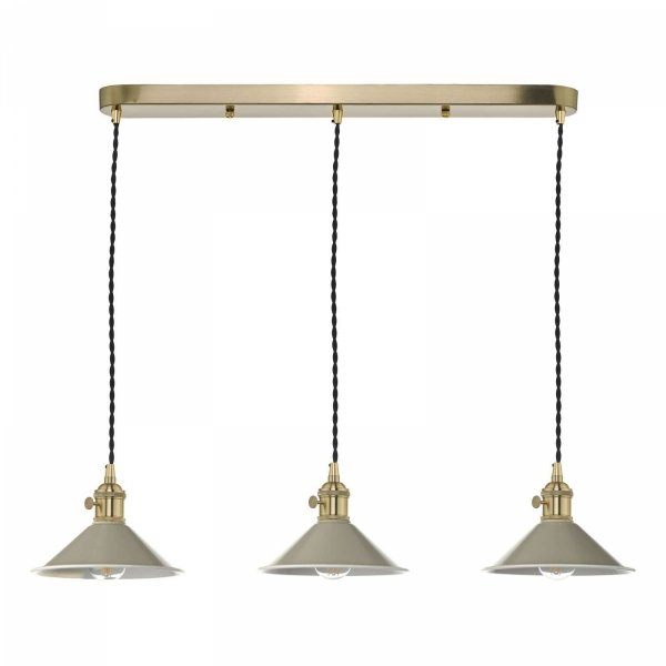 Mosiądzowana Lampa Wisząca Vintage Ciemnoszare Klosze HADANO HAD3640-06 DAR LIGHTING