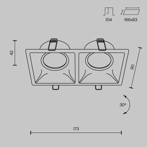 Oprawa wpuszczana downlight prostokątna DOT DL029-2-02B MAYTONI