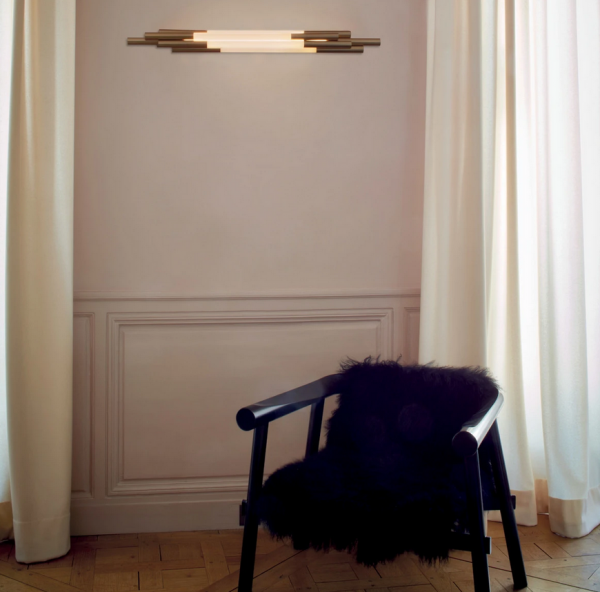 Lampa ścienna szklana z dekoracyjnych rurek 105cm złota designerska dekoracyjna ORG W 1050 DCW Editions