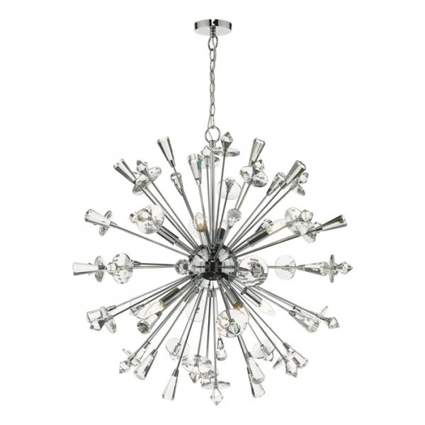 Nowoczesna Lampa Wisząca Designerska Chrom Kryształowe Elementy EXODUS EXO0850 DAR LIGHTING