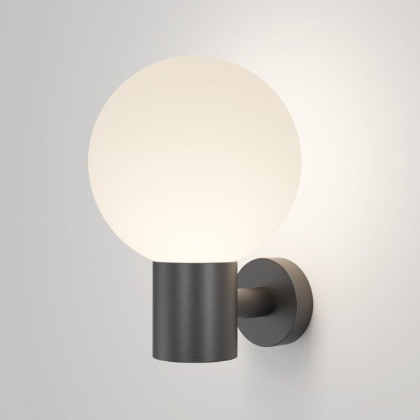 Nowoczesny kinkiet lampa ścienna zewnętrzna na elewację aluminium czarna z kulą Bold MAYTONI O598WL-01B