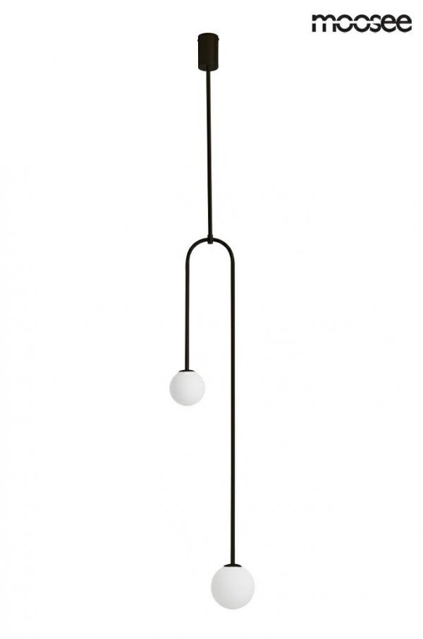 Nowoczesna czarna lampa wisząca Low Moosee szklane kuliste mleczne klosze