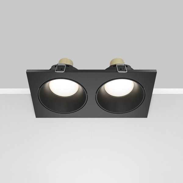 Lampa wbudowana wpuszczana w sufit 2-płomienna aluminiowa czarna prostokąt Zoom MAYTONI DL033-2-02B