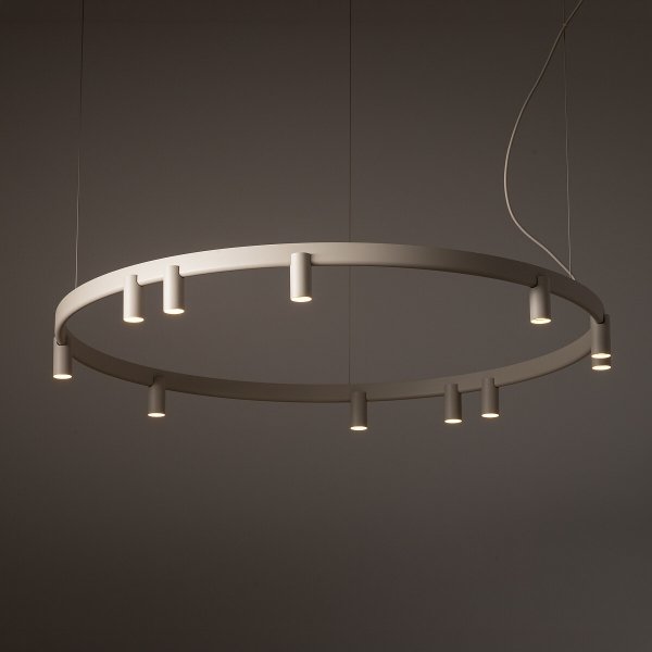Geometryczna Lampa wisząca FOURTY ROUND LED XI Nowodvorski 12287 Nowoczesny żyrandol minimalistyczny Beżowy