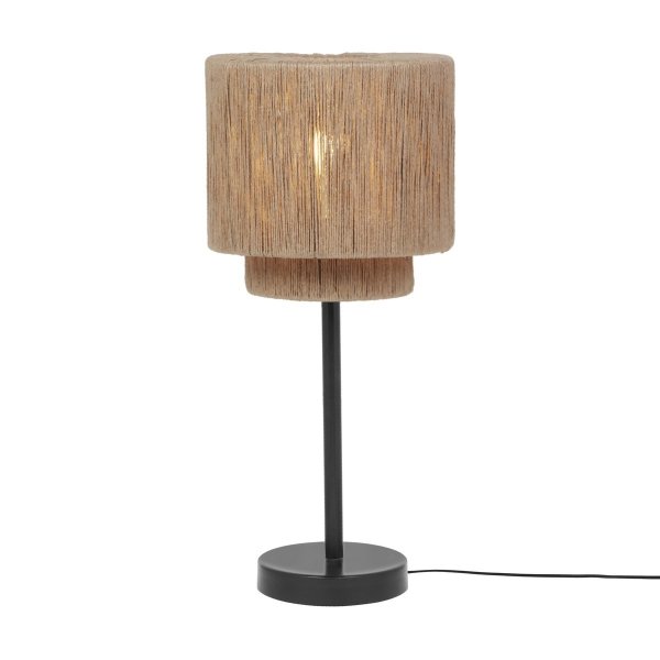 Nowoczesna lampa stołowa nocna metalowa abażur z juty kolor naturalny rystykalna boho industrialna SMILLA 566800136 Trio
