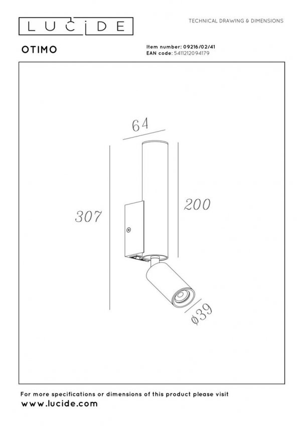 Nowoczesny kinkiet ścienny beżowy z włącznikiem tuba regulowana minimalistyczny aluminiowy OTIMO 09216/02/41 Lucide
