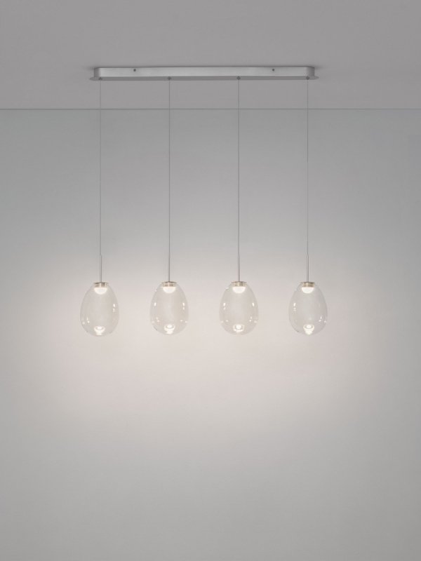 Lampa wisząca wielopunktowa LED srebrna owalna szklana minimalistyczna uniwersalna Luces Exclusivas