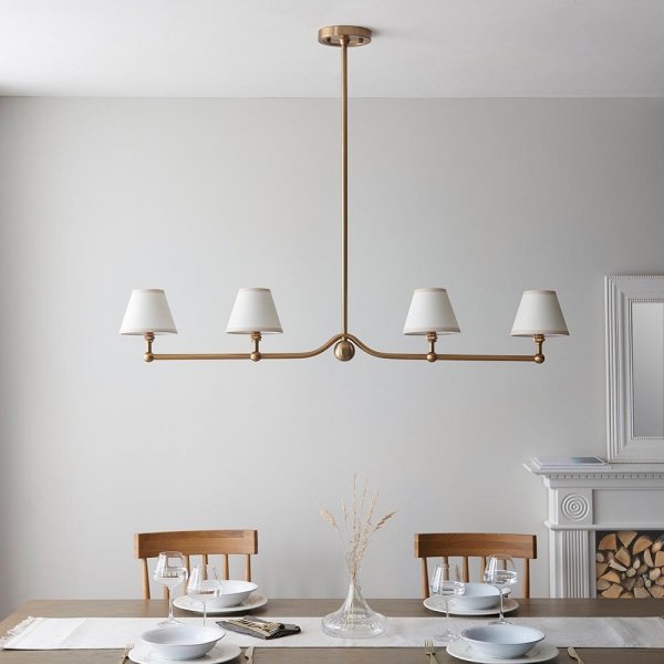 Klasyczna lampa wisząca czteropłomienna abażurowa mosiężna minimalistyczna uniwersalna Santiago &amp; Ivy 115002 ENDON